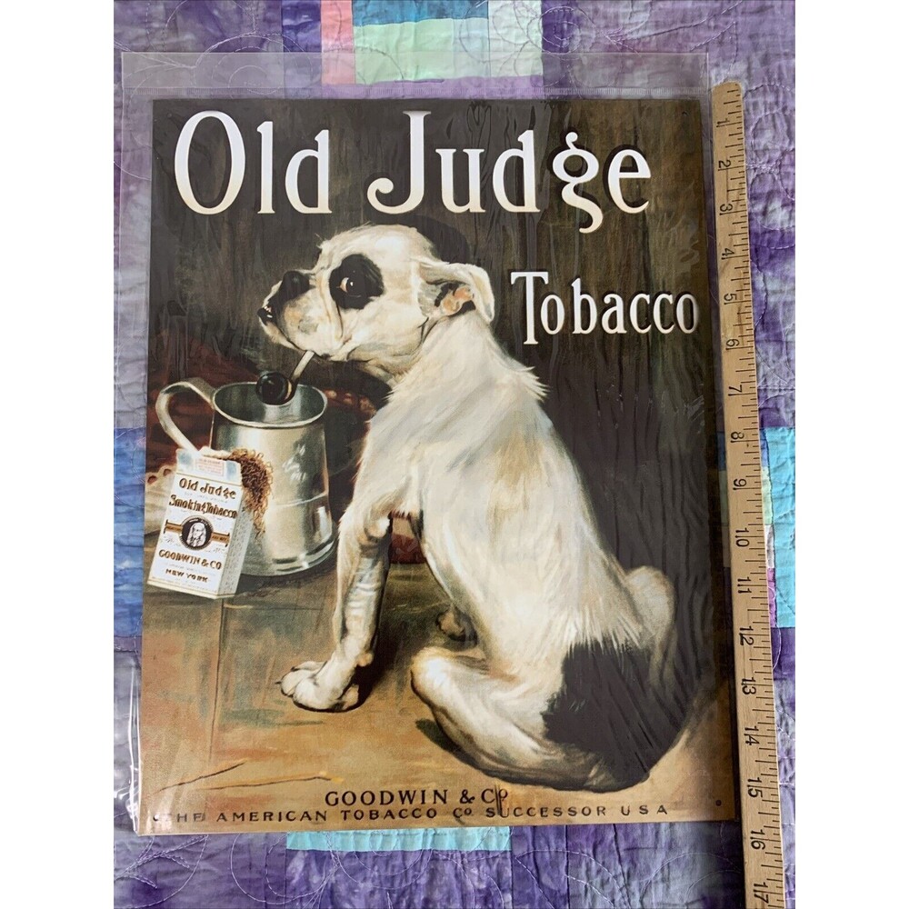 Old Judge Smoking Tobacco Goodwin Bull Dog Metal Sign 12.5” x 16” Reproduction - Picture 3 of 3